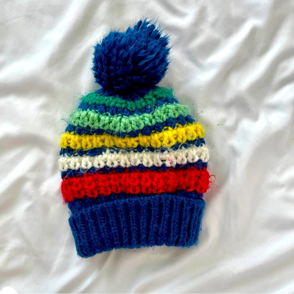 Rainbow cable knit beanie, lined in fleece, for toddler